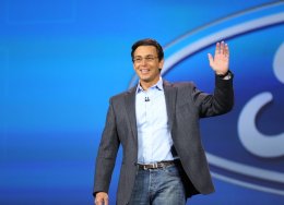 Ford CEO Mark Fields at a keynote during CES 2015. He guaranteed social operating services.